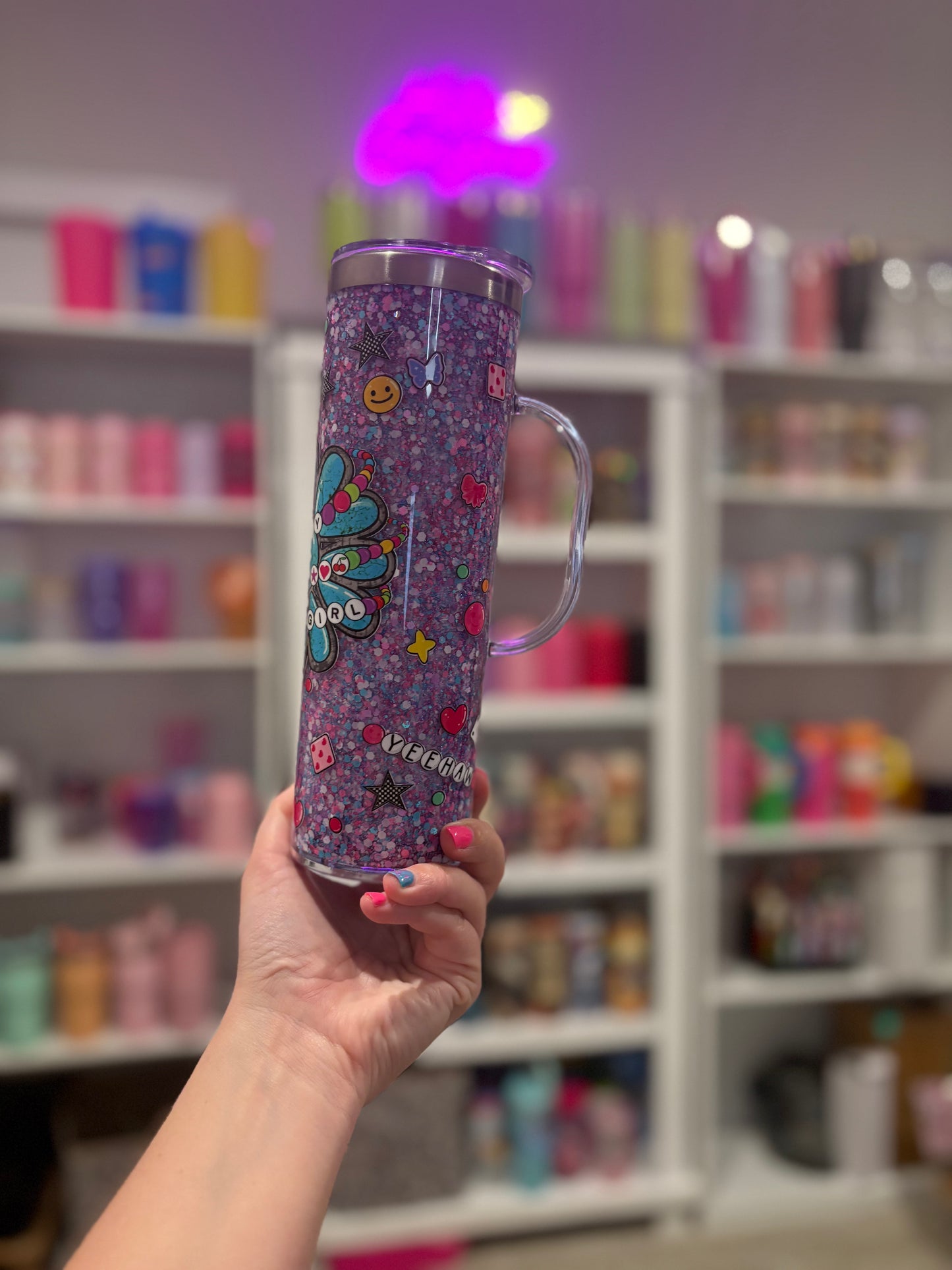 20 oz stainless steel acrylic w/handle