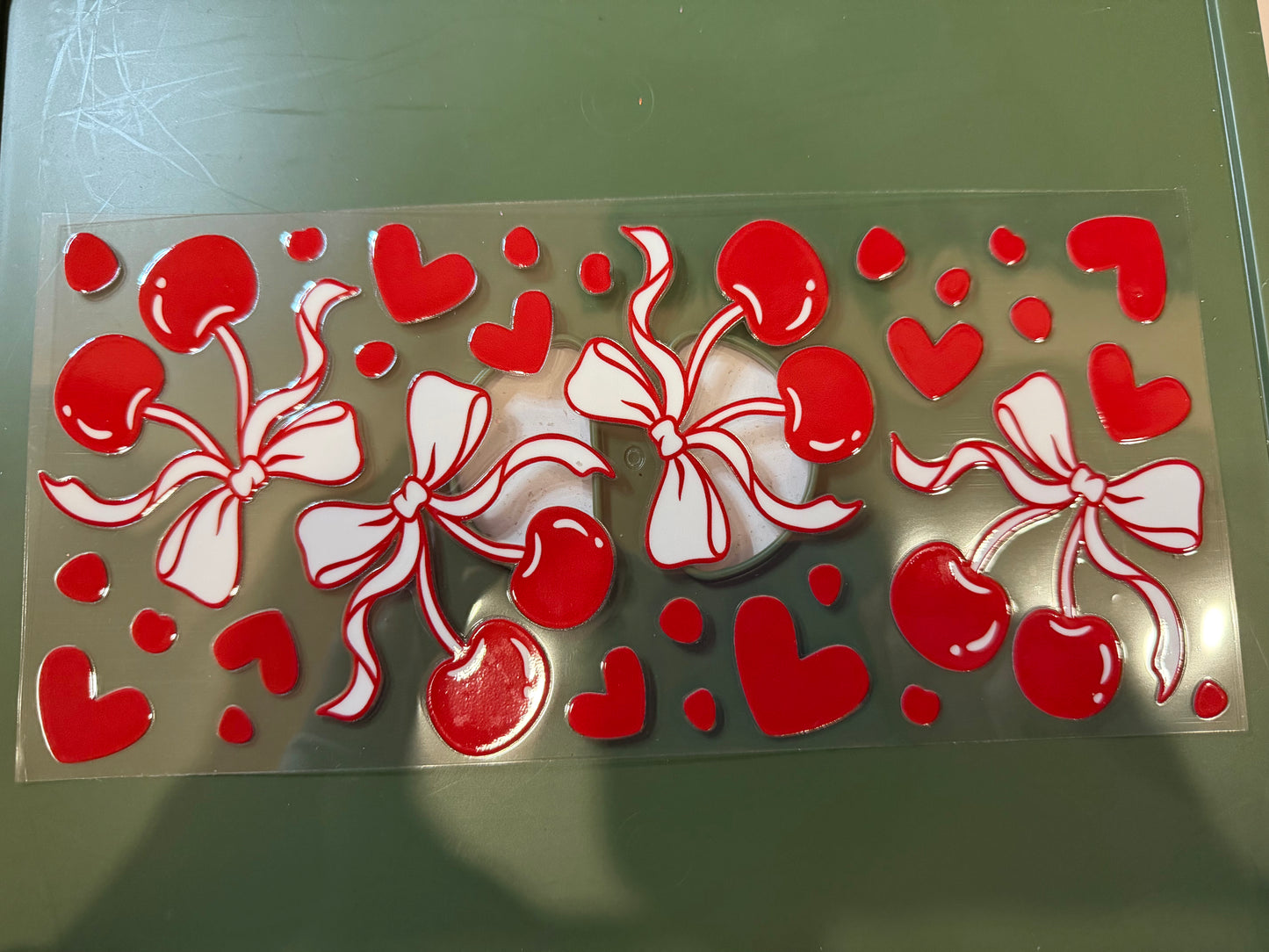 Pink Bow Red Hearts