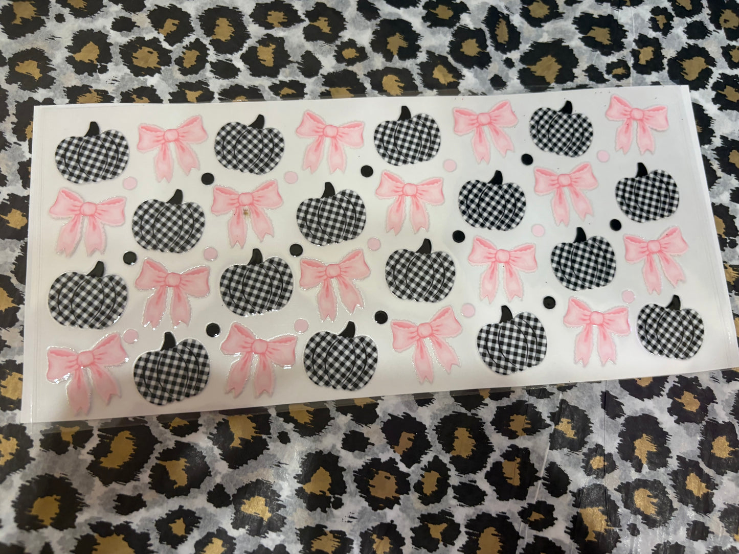 Pink Bow Checkered Pumpkin
