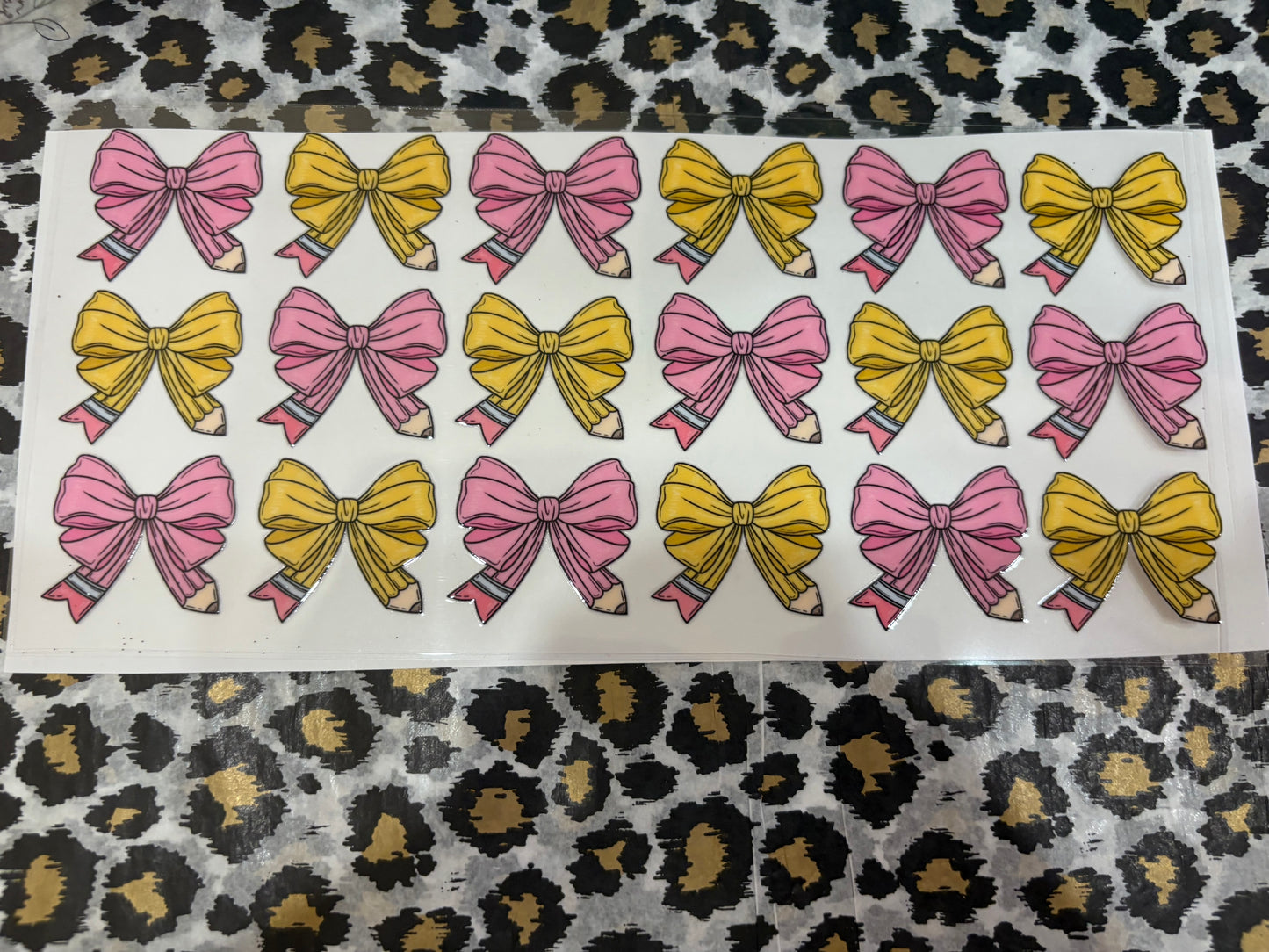 Pink/Yellow Pencil Bow