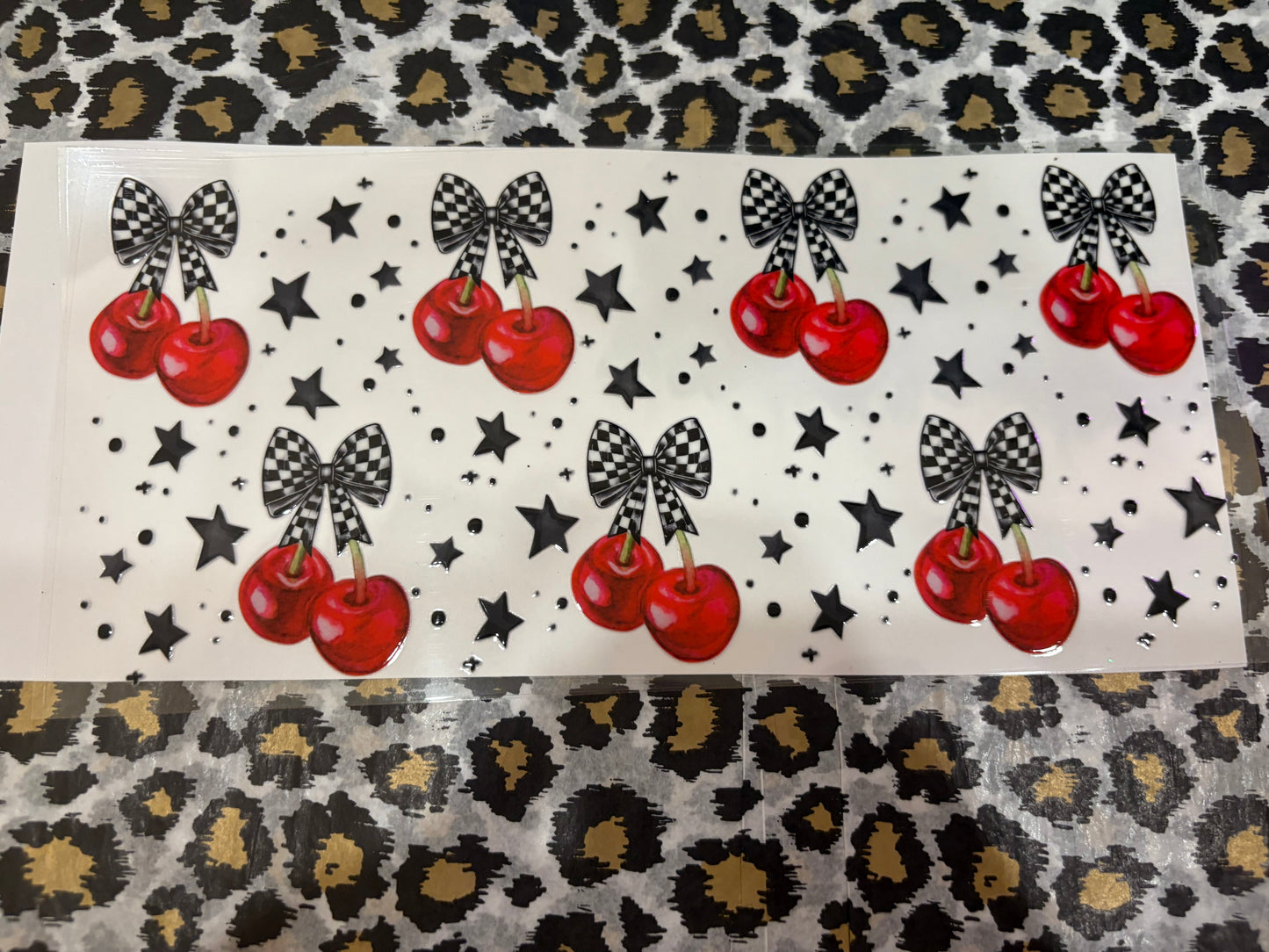 Cherry Bow Checkered Star
