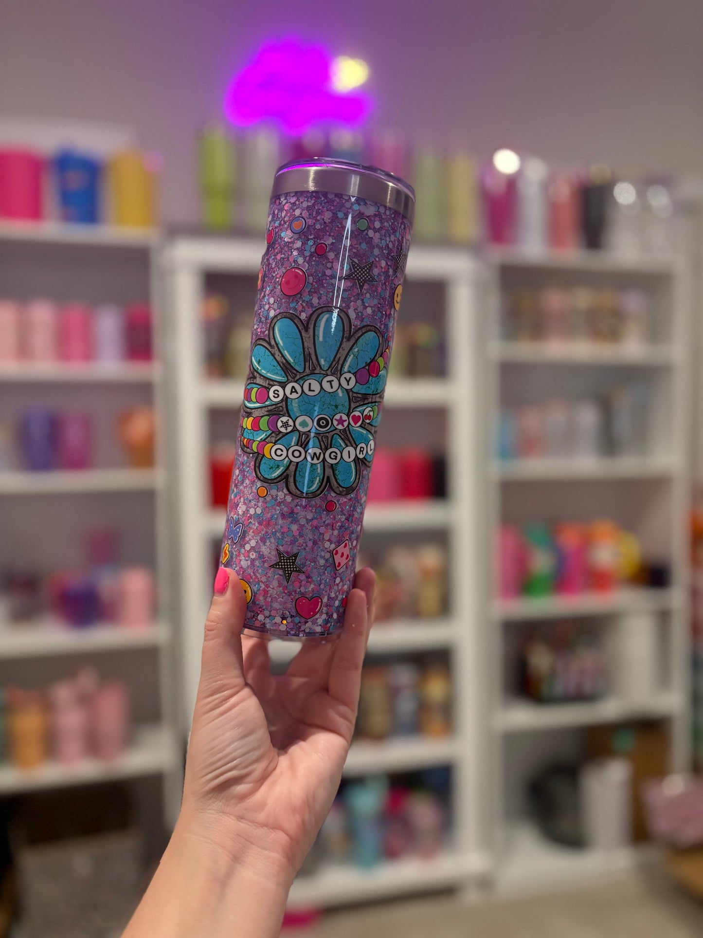 20 oz stainless steel acrylic w/handle