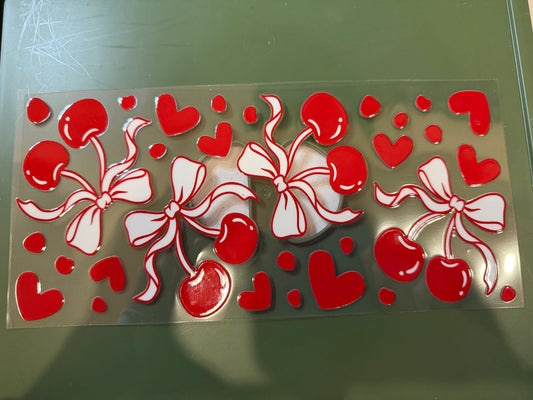 Pink Bow Red Hearts