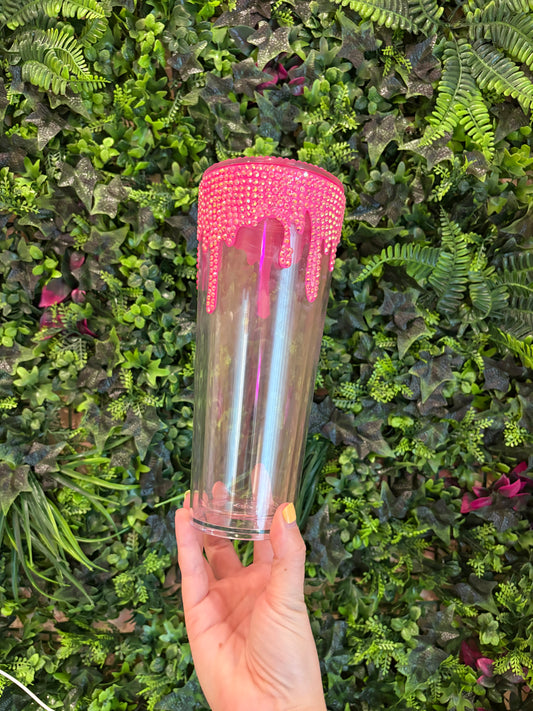 Pink Rhinestone Drip (pick wrap and glitter)