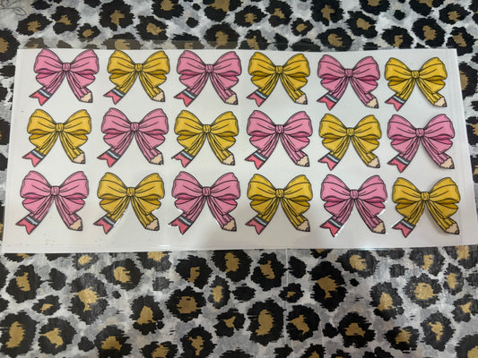 Pink/Yellow Pencil Bow