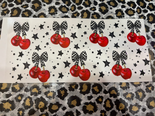 Cherry Bow Checkered Star